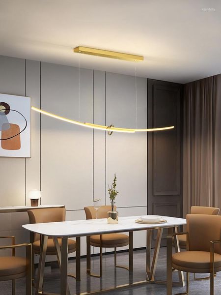 Lustres simples e longos restaurantes modernos estilo leve luxo nórdico designer designer tira lustre de teto interno