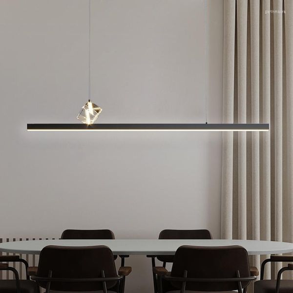 Lampadari Minimalista Sala da pranzo Lampadario Nordic Living Modern Art Designer Long Line One Word Table Bar Lamp