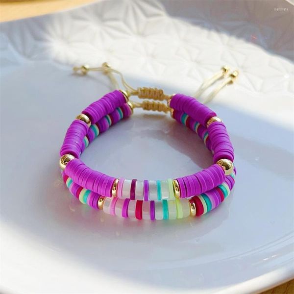 Strand KKBead Polymer Clay Heishi Bracelets Gift Shell Disc Bads Bracelet Designer Jóias para Women Acessórios Pulseras femme