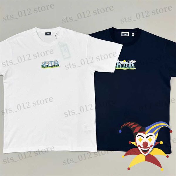Herren T-Shirts Neues KITH T-Shirt Männer Frauen 1 1 Beste Qualität Übergroßer blauer Himmel und weiße Wolke Box T-Shirt T-Shirt Tops T230512