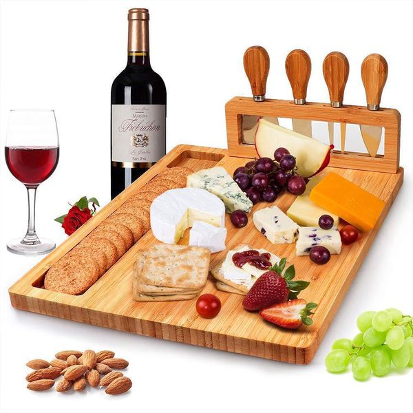 Bamboo Cheese Board устанавливает деревянный ручка сырного ножа сырело