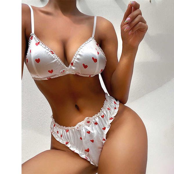 Bikini Air BH Höschen Frauen Neue Sexy Niedrige Taille TangaDamen Erotische Dessous Anzug Bowknot Drahtlose Unterwäsche Zwei Stück Weibliche weiß Set