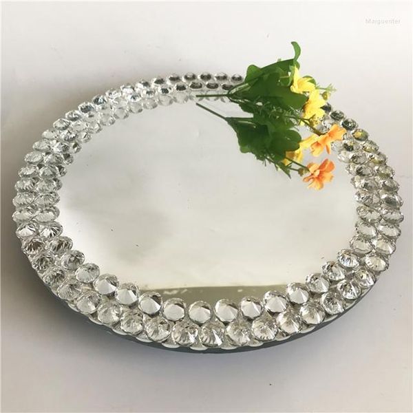 Parti Dekorasyonu 18pcs) Toptan Düğün Etkinliği Yemek Takımı Tipi Yuvarlak Gümüş Kristal Akrilik Ayna Şarj Cihazı Plakaları Diamond Stone Jant