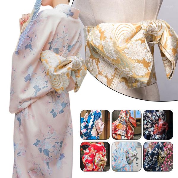 Abbigliamento etnico Giapponese Yukata Classico Geisha Kimono Obi Cintura Sakura Stampa Fusciacca Cosplay Fiocco-nodo Cintura tradizionale retrò