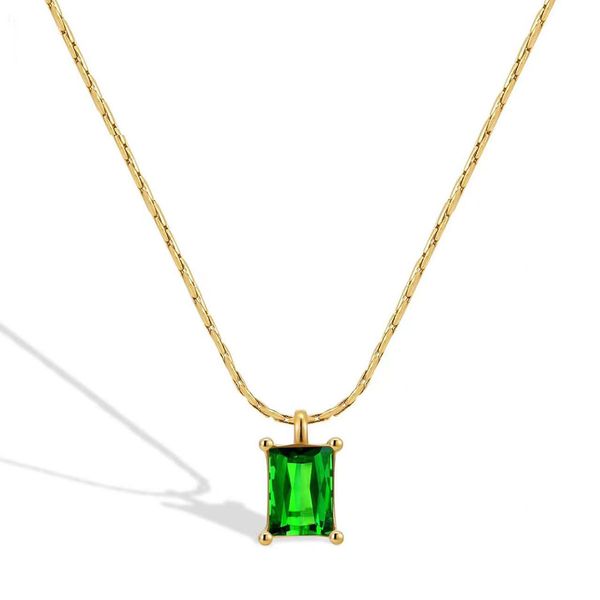 Atacado 100% de aço inoxidável colar de pedra verde gargantilha feminina jóias de jóias de moda anti-alergias à prova d'água
