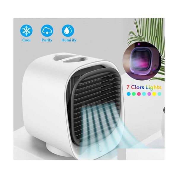 Altri ricambi auto Raffreddatore d'aria Ventilatore Mini Condizionatore portatile Raffreddamento da scrivania Umidificatore Purificatore Ufficio Camera da letto Estate Goccia d'acqua Consegna Dhbna