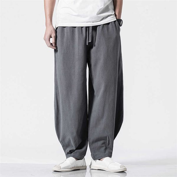 Pantaloni da uomo M-7XL Taglie forti Pantaloni larghi da uomo Stile giapponese Pantaloni casual in lino di cotone Pantaloni larghi da uomo Pantaloni larghi cinesi AA230511