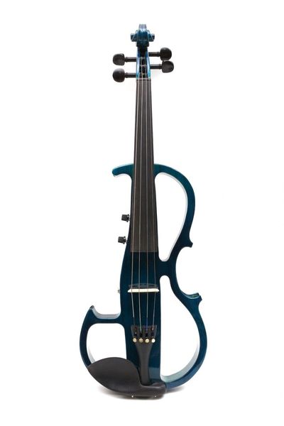 Yinfente Advanced Blue 4/4 Violino elettrico Corpo in legno Custodia senza suono piacevole # EV8