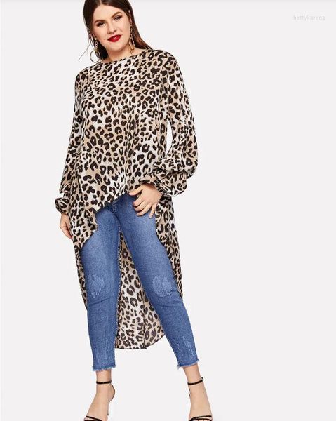 Bloups feminina Moda LEOPARD GIRLA LANTERN LANTERN LANTERS CASual Top Swallow Tail Islamismo para mulheres muçulmanas Muitas cores