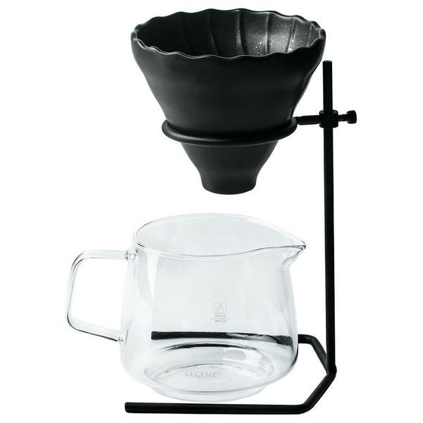 Tools Handgebrühter Kaffeefilter-Set mit V60-Porzellan-Kaffee-Handbrühkannen zum Übergießen des Kaffeekessels, Tropfständer, Tasse 700 ml