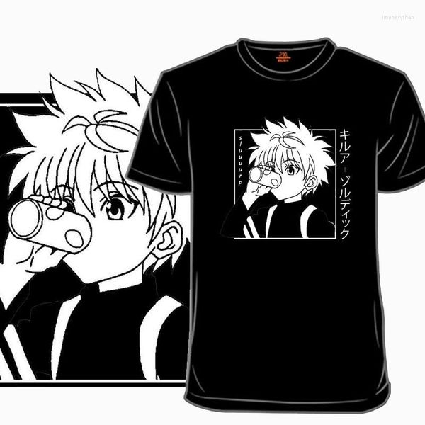 Camisetas masculinas de algodão Mulheres camisetas Tops kawaii x camiseta killua zoldyck encaixado em mangá camiseta de mangá de mangá