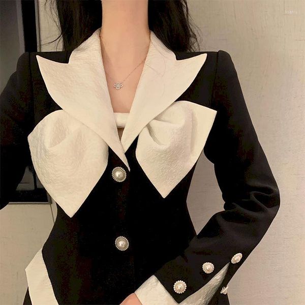 Casual Kleider Lnsozkdg Herbst Winter Koreanische Blazer Frauen Mode Streetwear Langarm Kleine Duft Roben Dünnes Anzug Kleid