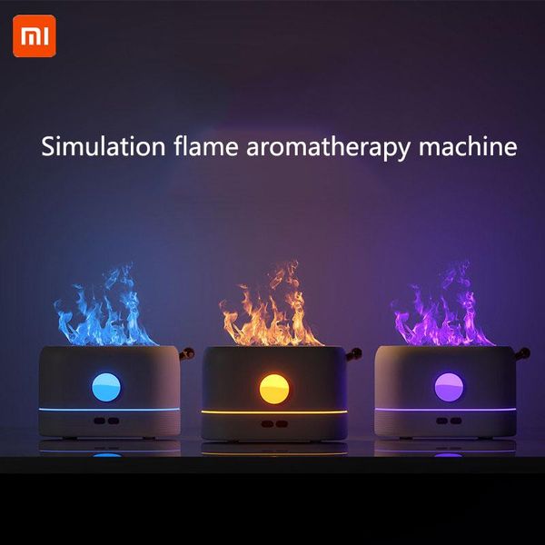 Luftbefeuchter Xiaomi Flammeneffekt-Luftbefeuchter 1/3/5H USB Smart Timing LED elektrischer Aromatherapie-Diffusor Simulation Feuerflammen-Luftbefeuchter