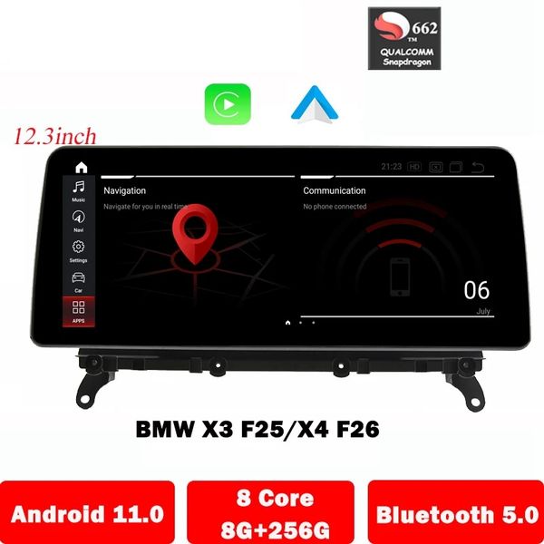 12.3 '' Android 11 Car DVD Player para BMW X3 F25 X4 F26 CIC NBT AUTORADIO NAVEGIAÇÃO TELA DE NAVEIGAÇÃO HEADUNIT GPS GPS CarPlay