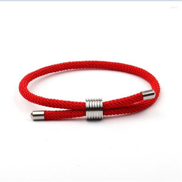 Braccialetti con ciondoli 2023 Fibbie in acciaio inossidabile Corda rossa intrecciata Bracciale da uomo Pulseras Outdoor Paracord Gioielli sportivi SL038