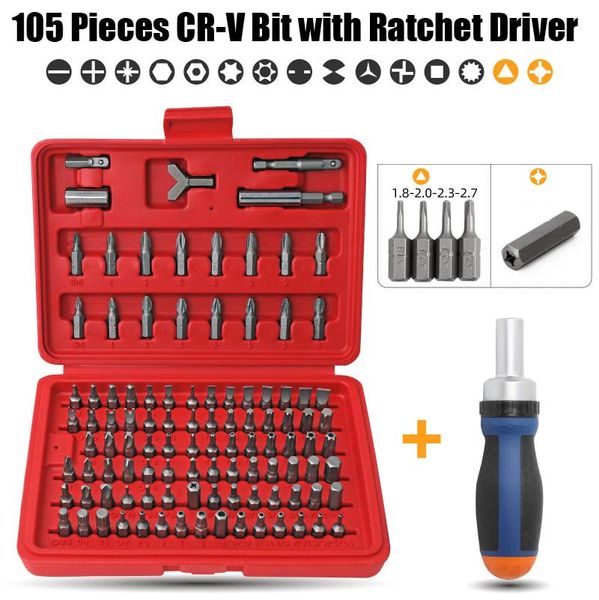 Schroevendraaier HiSpec Schraubendreher-Set, magnetischer Schraubendreher-Bit-Satz, Schraubendreher-Werkzeug-Set, 1/4 CRV Hex TriWing Torx Sicherheitsschraubendreher