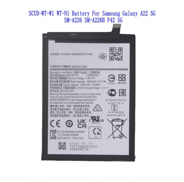 1x 5000mAh SCUD-WT-W1 WT-N1 bateria de substituição para baterias Samsung Galaxy A22 5G SM-A226 SM-A226B F42 5G