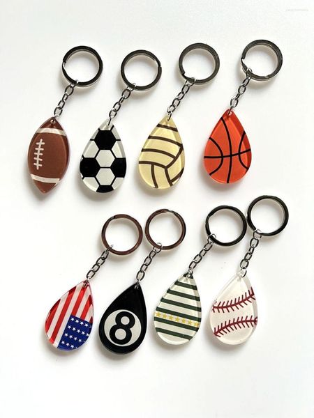 Schlüsselanhänger Acryl Volleyball Edelstahl Schlüsselbund Fußball Tasche Auto Ball Schlüssel Spielzeug Halter Ring für Männer Frauen Großhandel