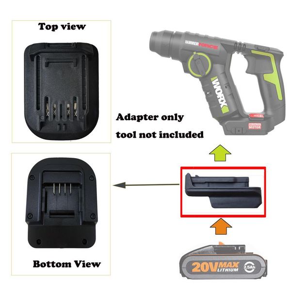 Adaptador de Chargers para Worx 20V 4pin Battery Converter em 5pin Battery +Charger Share Share Converter (não 6pin WA Series)