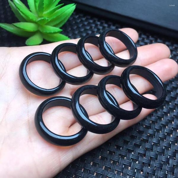 Cluster-Ringe 1 Stück Fengbaowu natürlicher schwarzer Achat-Ring DIY für Armband Kristall Quarz Heilstein Modeschmuck Geschenk Frauen