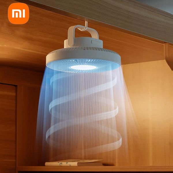 Fans Xiaomi Sommer-Luftkühler-Ventilator mit LED-Lampe, Fernbedienung, wiederaufladbarer USB-Powerbank, Deckenventilator, 3-Gang-Wandventilador