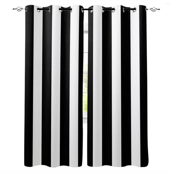 Cortina simples cortinas de blecaute preto e branco simples para crianças decoração de casa decoração sala de estar de estar alta janela de sombreamento