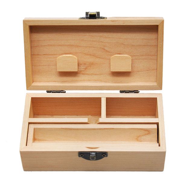 Moedor de cachimbos de madeira natural caixa de presente cigarreiras em forma de concha quadrado conjunto para fumar caixas de armazenamento 136*71*50 mm