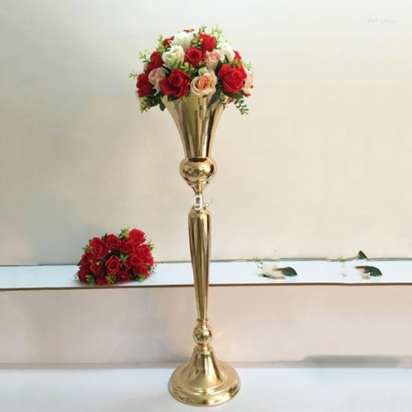 Vasos 6pcs) Metal Crystal Flower Stand para a festa de casamento chumbo líder de candelabra de candelabros de decoração de peças centrais flowe vaso yudao1299