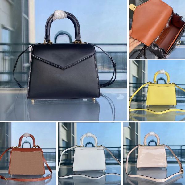 Designer-Tasche für Damen, Handtaschen mit Tragegriff, klassischer Buchstabe C, Push-Lock, Retro-Schultertaschen, Messenger-Geldbörse aus Kalbsleder, abnehmbarer Riemen, Umhängetasche mit braunem Futter