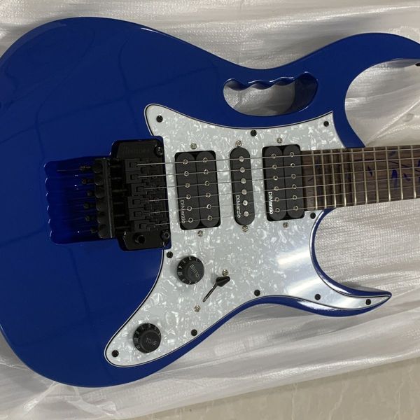 Guitarra elétrica de 6 cordas de fábrica, azul de metal, árvore da vida, acessórios de marcação