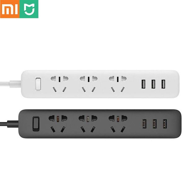 Adattatori Xiaomi Mijia Striscia elettrica 1,8 m (5,9 piedi) 3socket 10A 250V 2500W 3USB Porta 5V 2.1A EU AU UK UK Tappo da viaggio UA Tappo di alimentazione Adattatore Adattatore