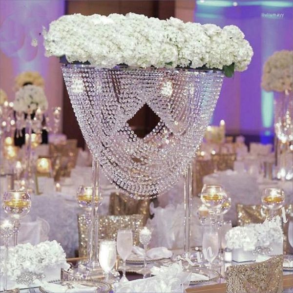 Vasos 4pcs) Mesa de casamento de acrílico transparente Stands Centerpieces Decorações para flores Só de exibição clara