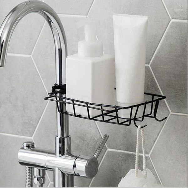 Bad Lagerung Küche Waschbecken Handtuch Rack Schwamm Pinsel Halter Mit Zwei Haken Dusche Gel Shampoo Organizer Rack1