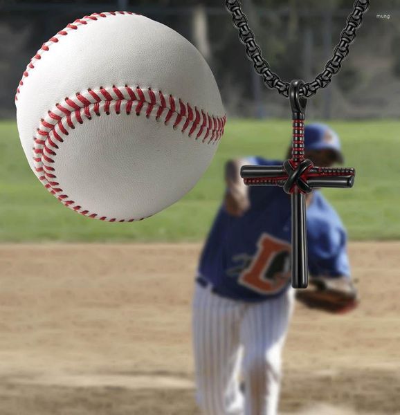 Collane con ciondolo Baseball Cross da uomo in acciaio inossidabile con collo sportivo. Per gli uomini Anniversario Gioielli religiosi