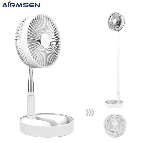 Ventilatori Ventilatore da pavimento Airmsen Mini ventilatore da tavolo telescopico pieghevole portatile USB ricaricabile a 3 velocità Ventilatore silenzioso per scrivania da letto in dormitorio