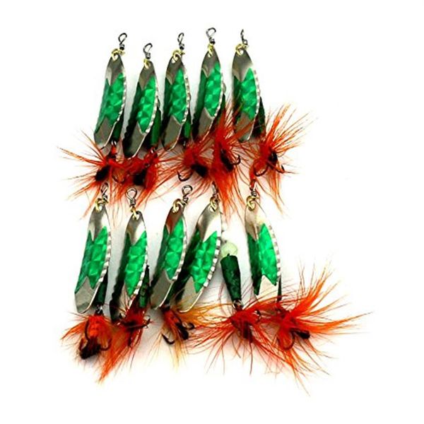 LENPABY 10pcs Rooster Tail Spinner Esca Esca con Lama di Salice Dipinta per Bass Trout 6cm 2 36 4 7g249W