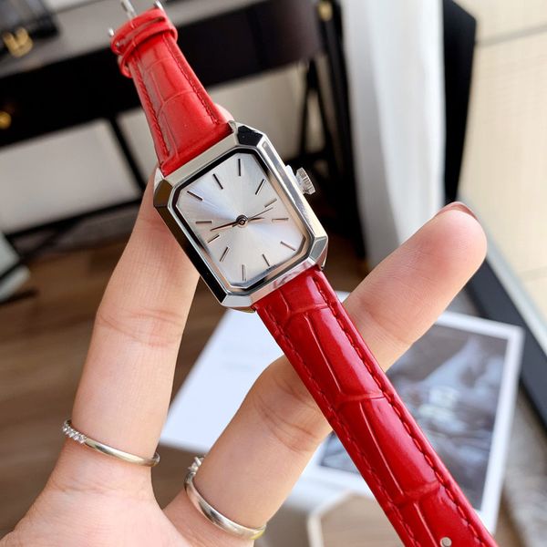 Luxo feminino relógios de marca Top Brand Designer Retângulo Lady Watch Leather Strap 23mm Moda Wristwatches de alta qualidade Mulheres aniversário Presente do dia das mães