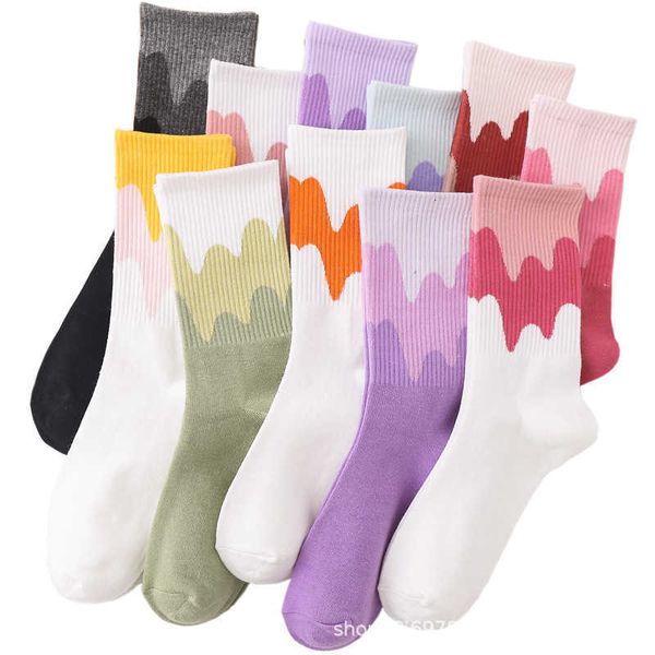 Baumwolle Mann Sport Socken Casual Großhandel Calcetines Kompression Herbst Winter Warme Eis Farbe Passenden Mid-tube Mode Trend Frauen