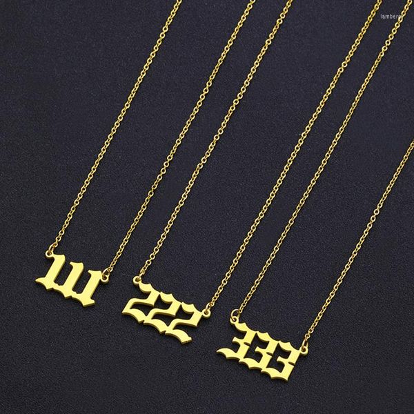 Цепочки мода Lucky Number подвесное ожерелье из нержавеющей стали золото