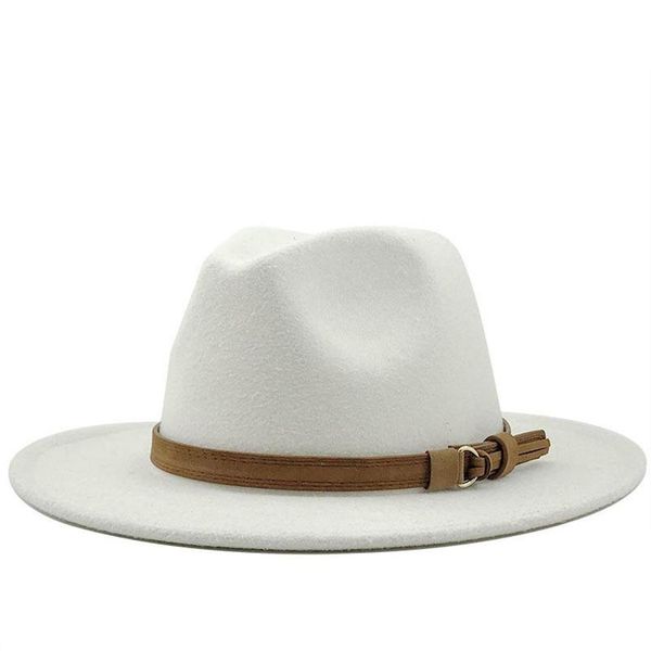Винтажная шляпа Fedora Men Men Women Имитация шерстяной элегантной леди Wide Brim Jazz Panama Sombrero Cap M03261O