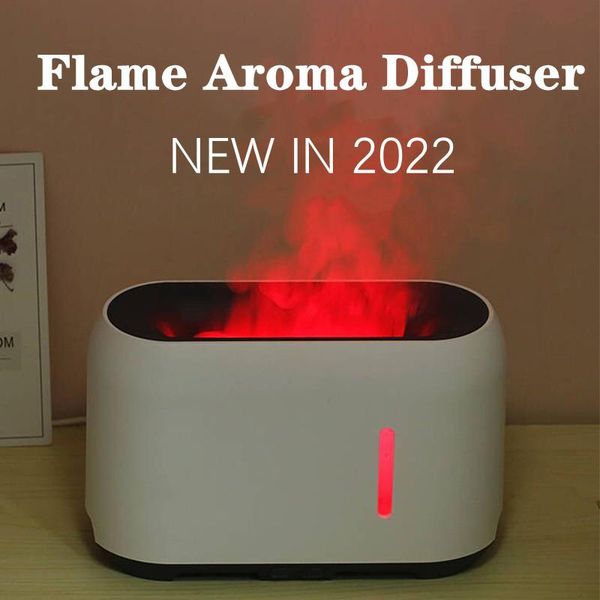 Geräte 8 Farben Fernbedienung Flammeneffekt Luftbefeuchter Elektrischer Aromatherapie-Diffusor Simulation Feuer 200ML Flammenbefeuchter