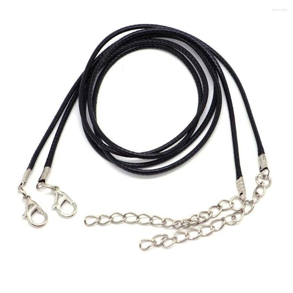 Catene 20PCS / 50PCS Ciondolo per collane a catena regolabile in pelle nera con chiusura a moschettone per accessori per la creazione di gioielli