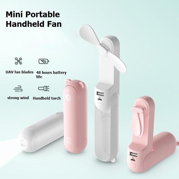 Ventole Xiaomi JISULIFE Mini Ventilatore Portatile Tenuto In Mano Ventilatori Elettrici USB Ricaricabile Muto Tasca Ventola Di Raffreddamento Mobile Power Torcia Elettrica