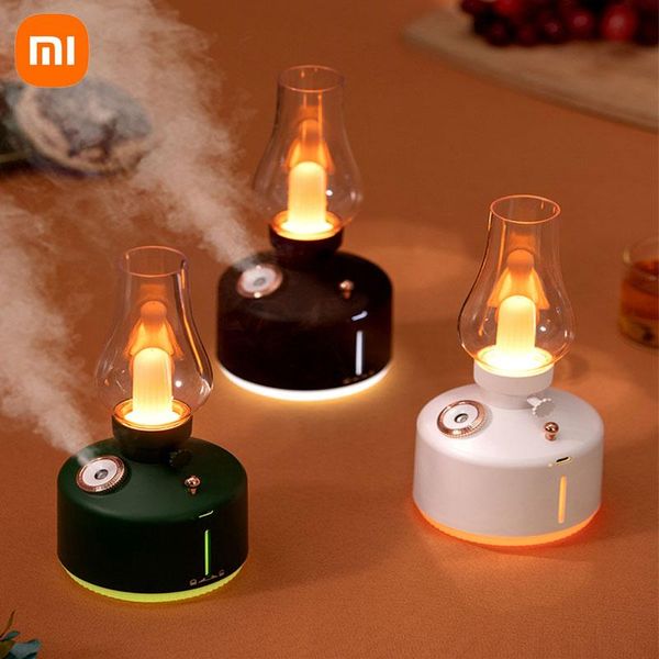 Aparelhos retro lâmpada xiaomi umidificador de ar sem fio aroma difusor luz da noite difusor de óleo essencial colorido névoa atmosfera lâmpada mesa