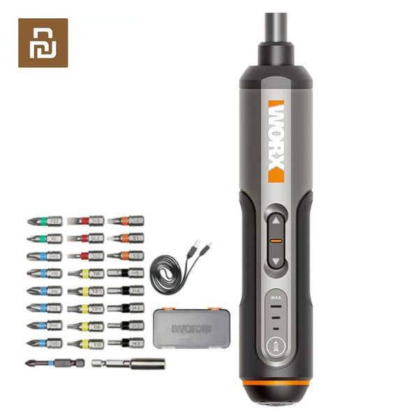 Zubehör Youpin Worx 4V Mini Elektrisch -Schraubendreher Set WX240 Cordless Electric ScrewDriver USB wiederaufladbares Griff mit 26 -Bit -Bohrmaschine