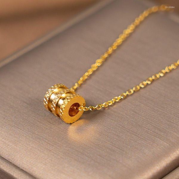Подвесные ожерелья высококачественная безвалотная стальное колье для женщин роскошное 18 -километровое золотое цвето