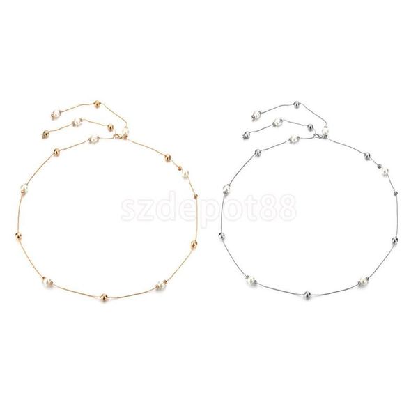 Cinture Perla Diamante Diamante Cintura da donna con ciondolo a catena in vita argento oro taglia unica