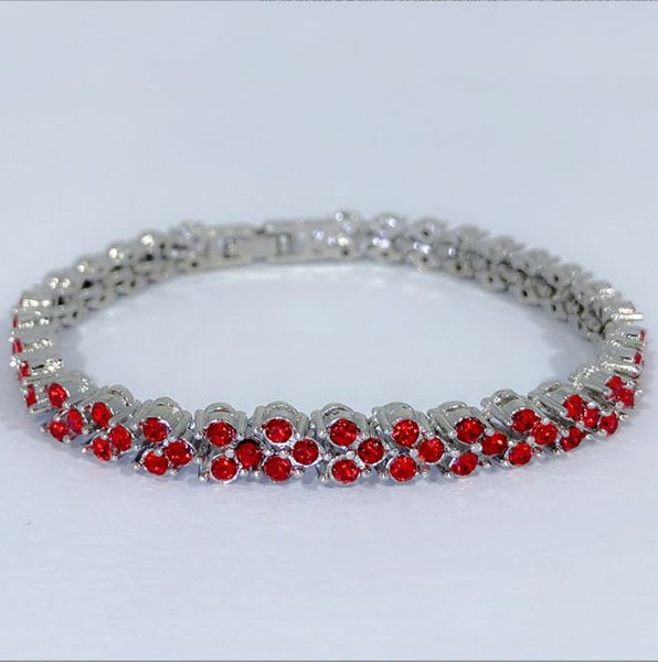 Gioielli con bracciale a maglie romane di diamanti Bracciali tennis di lusso in cristallo austriaco Ciondoli in argento sterling Zirconi in argento sterling