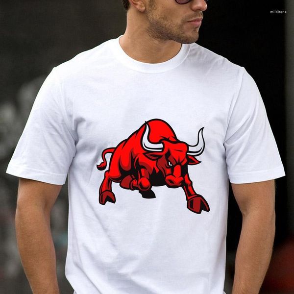 Camisetas masculinas 50060# Bull Angry Red Color camise