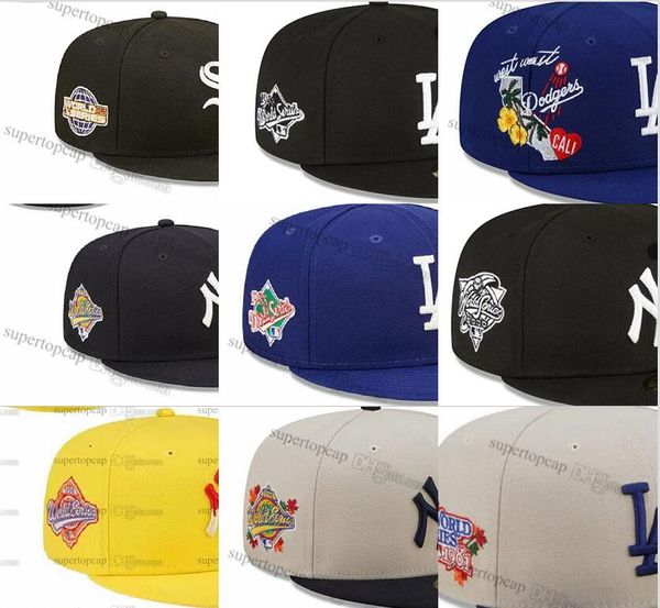 Bonés de beisebol masculino totalmente fechados Chicago Letter Bone Homens Mulheres Amarelo Azul Todas as equipes Esporte 2023 Nacional Mundial Chapéus Equipados Ed Series 